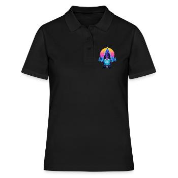 Cyberpunk Code Gnome - Synthwave Noël Nerd - Polo Femme - noir - Devant - Ailine (174cm)