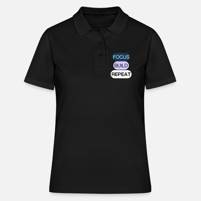 Focus, Build, Repeat – Creator Mindset - Women's Polo Shirt - black