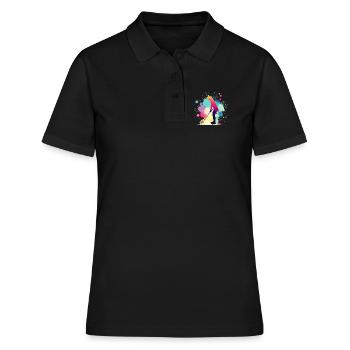 Golf, Golferin, Golfspielerin Frau, Golfgrafik - Frauen Polo Shirt - Schwarz - Vorne - Ailine (174cm)