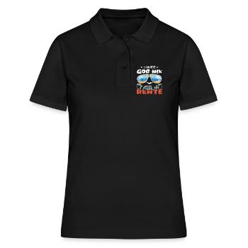 I muass gor nix - I bin in Rente - Frauen Polo Shirt - Schwarz - Vorne - Ailine (174cm)