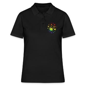 Bunte Sterne Regenbogen Farbverlauf - Frauen Polo Shirt - Schwarz - Vorne - Ailine (174cm)