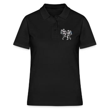 Astronauten-Duelle im Retro-Stil - Frauen Polo Shirt - Schwarz - Vorne - Ailine (174cm)
