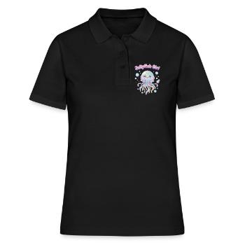 Pastel Kawaii Quallenmädchen-Ästhetik - Frauen Polo Shirt - Schwarz - Vorne - Ailine (174cm)