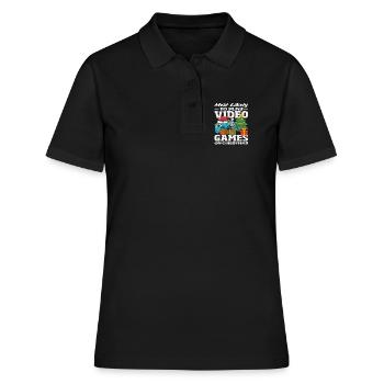 Probably playing video games Christmas - Women's Polo Shirt - black - Front - Ailine (174cm)