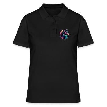 Cheval au motif hanovrien - Polo Femme - noir - Devant - Ailine (174cm)