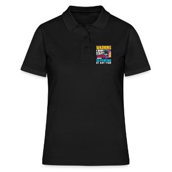 Warnung Könnte Über 3D Druck Sprechen Drucker - Frauen Polo Shirt - Schwarz - Vorne - Ailine (174cm)
