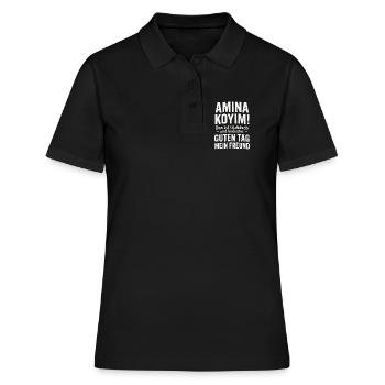 Türkischer Gruß Guten Tag Freund - Frauen Polo Shirt - Schwarz - Vorne - Ailine (174cm)