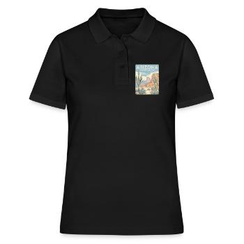 Affiche rétro du désert de l’Arizona - Polo Femme - noir - Devant - Ailine (174cm)