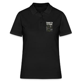 Opérateur de machine de découpe, fraiseur CNC, fluent en G-Code - Polo Femme - noir - Devant - Ailine (174cm)