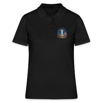 Panier de disc golf UFO Désert Rétro Vintage Sci-Fi Moti - Polo Femme - noir - Devant - Ailine (174cm)