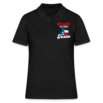 Attention: Je viens du Texas Texan Texan - Polo Femme - noir - Devant - Ailine (174cm)