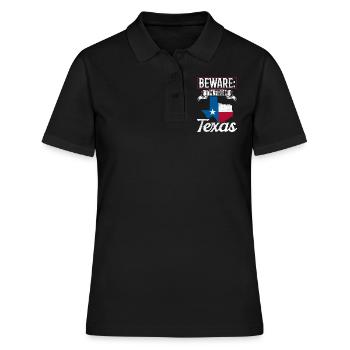 Attention: Je viens de Texas Texan Texans - Polo Femme - noir - Devant - Ailine (174cm)