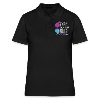 psycMental Health Warrior Violet Et Turquoise - Polo Femme - noir - Devant - Ailine (174cm)