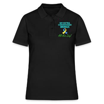 Down-Syndrom-Bewusstsein Joyful Extra Chromosom - Frauen Polo Shirt - Schwarz - Vorne - Ailine (174cm)