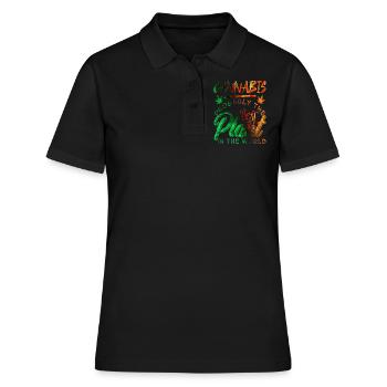 Cannabis Chanvre Haschisch Kiffer - Polo Femme - noir - Devant - Ailine (174cm)