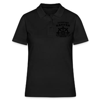 Boot Kapitän booten Geschenk - Frauen Polo Shirt - Schwarz - Vorne - Ailine (174cm)