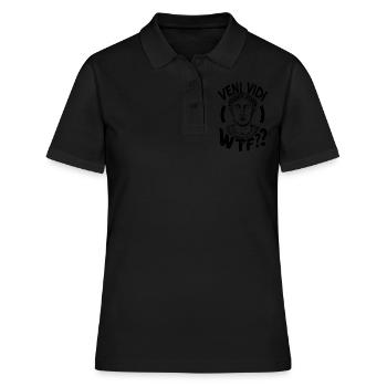 Veni Vidi WTF Citation de César drôle - Polo Femme - noir - Devant - Ailine (174cm)