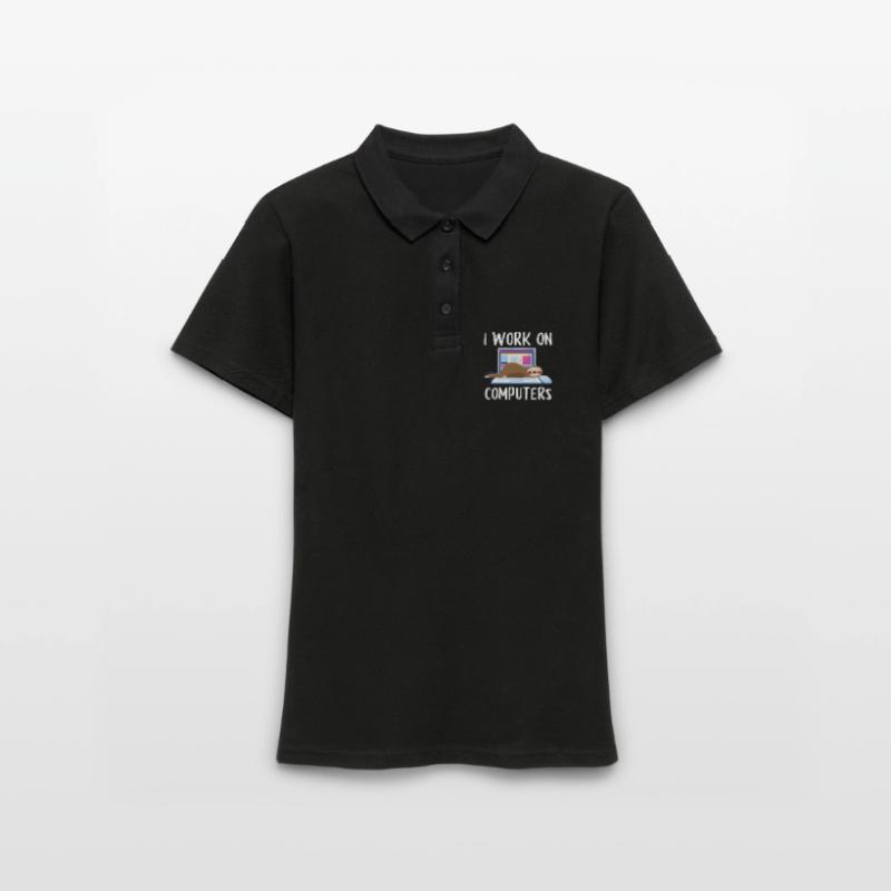 I work on computers Computer Programer Geschen Women's Polo Shirt