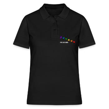 Libre comme un oiseau, aux couleurs de l’arc-en-ciel - Blanc - Polo Femme - noir - Devant - Ailine (174cm)