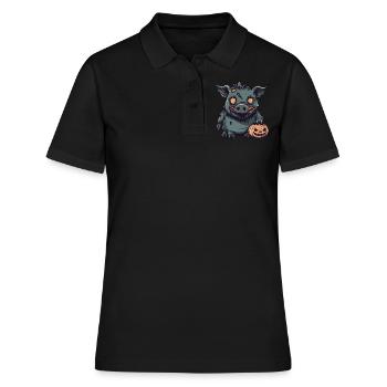 Cochon Halloween Zombie Sanglier - Polo Femme - noir - Devant - Ailine (174cm)