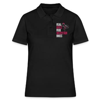 Echte Mädchen Fahren Mountainbikes - Frauen Polo Shirt - Schwarz - Vorne - Ailine (174cm)