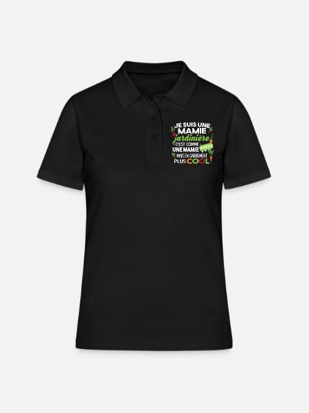 Mamie Grand-Mère Jardinière Jardin Potager Cadeau - Polo Femme - noir