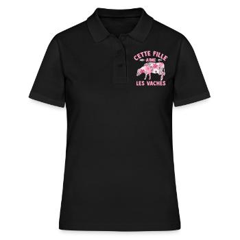 Cette Fille Aime Les Vaches - Polo Femme - noir - Devant - Ailine (174cm)