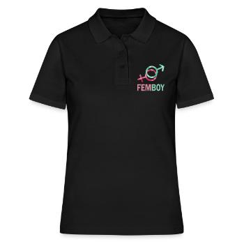 Femboy Feminine Boy Crossdressing - Frauen Polo Shirt - Schwarz - Vorne - Ailine (174cm)
