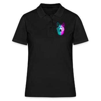 Husky Neon Avec des yeux de couleur néon Et fourrure - Polo Femme - noir - Devant - Ailine (174cm)