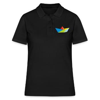 Origami Traumschiff Schiff Schifffahrt Geschenk - Frauen Polo Shirt - Schwarz - Vorne - Ailine (174cm)