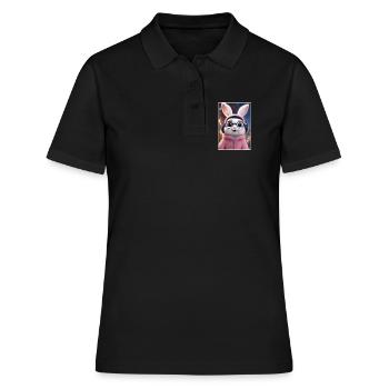 Cuddly bunny with glasses and hoodie - Women's Polo Shirt - black - Front - Ailine (174cm)