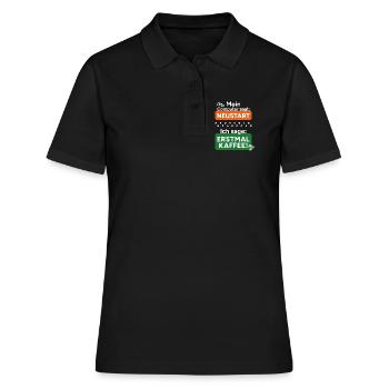 Computer sagt Neustart Ich sage erstmal Kaffee! - Frauen Polo Shirt - Schwarz - Vorne - Ailine (174cm)