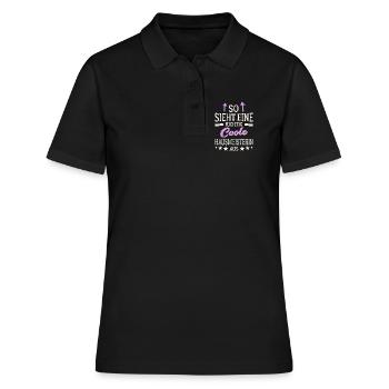So sieht eine richtig coole Hausmeisterin aus - Frauen Polo Shirt - Schwarz - Vorne - Ailine (174cm)
