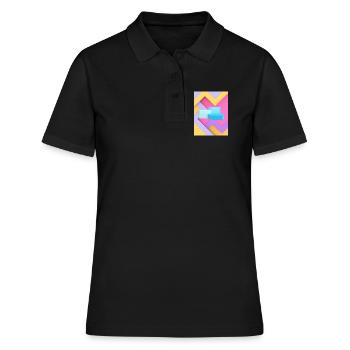 Pastellfarbenes geometrisches Pod-Design - Frauen Polo Shirt - Schwarz - Vorne - Ailine (174cm)