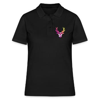 Furious Christmas Snow Deer Head - Women's Polo Shirt - black - Front - Ailine (174cm)