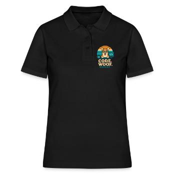 Code Woof Programmeur Répétition Corgi - Polo Femme - noir - Devant - Ailine (174cm)