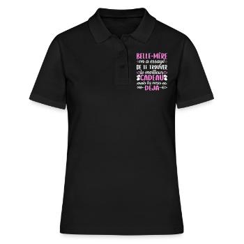 belle mère t-shirt cadeau belle maman - Polo Femme - noir - Devant - Ailine (174cm)
