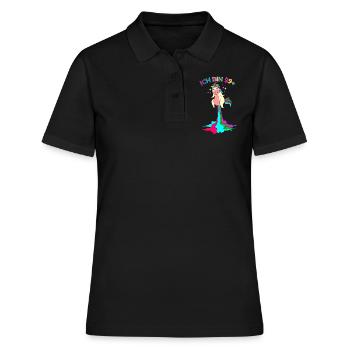 ich bin 29 plus pupsender Einhorn 30. Geburtstag - Frauen Polo Shirt - Schwarz - Vorne - Ailine (174cm)