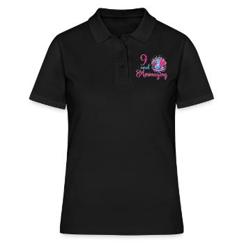 Meerjungfrau 9. Geburtstag mermazing 9 Jahre Alt - Frauen Polo Shirt - Schwarz - Vorne - Ailine (174cm)