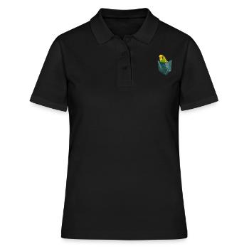 Budgerigar Chest Pocket Perruche Sac - Polo Femme - noir - Devant - Ailine (174cm)