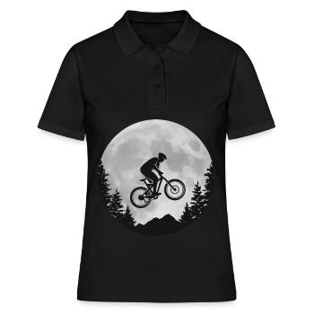 Mountain Bike MTB Moon Bike Gift T-Shirt - Women's Polo Shirt - black - Front - Ailine (174cm)
