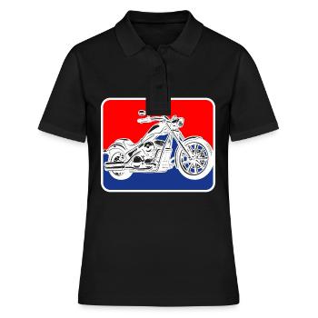 Logo de la moto américaine Chopper - Polo Femme - noir - Devant - Ailine (174cm)