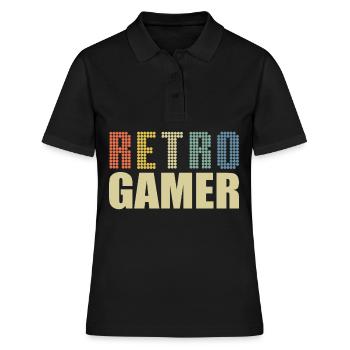 Retro Gamer Vintage Gaming Nerd Gift T-Shirt - Women's Polo Shirt - black - Front - Ailine (174cm)