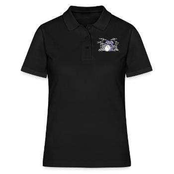 Schlagzeug - Frauen Polo Shirt - Schwarz - Vorne - Ailine (174cm)