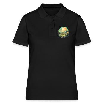 Landschaft - Frauen Polo Shirt - Schwarz - Vorne - Ailine (174cm)