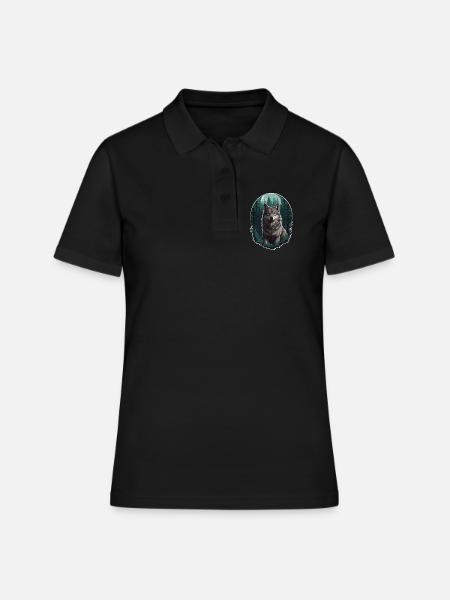Wolf in the moonlight - Women's Polo Shirt - black