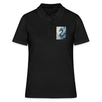 Die Sternennacht: Blauer Drache – Aether - Frauen Polo Shirt - Schwarz - Vorne - Ailine (174cm)