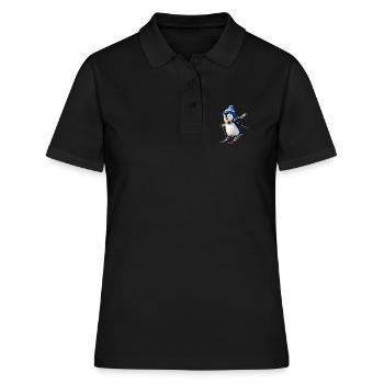 Skipinguin mit Wintermütze - Frauen Polo Shirt - Schwarz - Vorne - Ailine (174cm)
