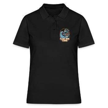 Plant Mom Vibes Retro Garden Motif - Women's Polo Shirt - black - Front - Ailine (174cm)