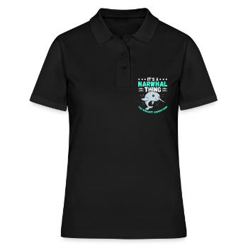 Narwal Wale Narwale Narwhal Wal Geschenk - Frauen Polo Shirt - Schwarz - Vorne - Ailine (174cm)